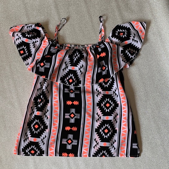 No Boundaries Other - No Boundaries Black and Orange Patterned Kids Blouse